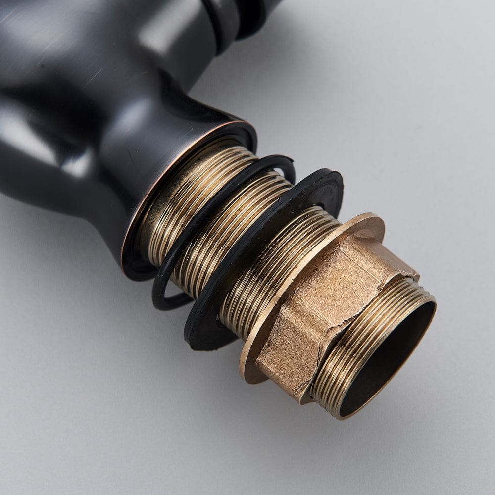 Baterie bucatarie retro, inalta, cu montare pe chiuveta sau blat, negru cu bronz pe margine, cod 1507