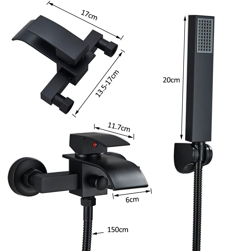 Baterie cada cu robinet tip cascada, negru, cod 1445