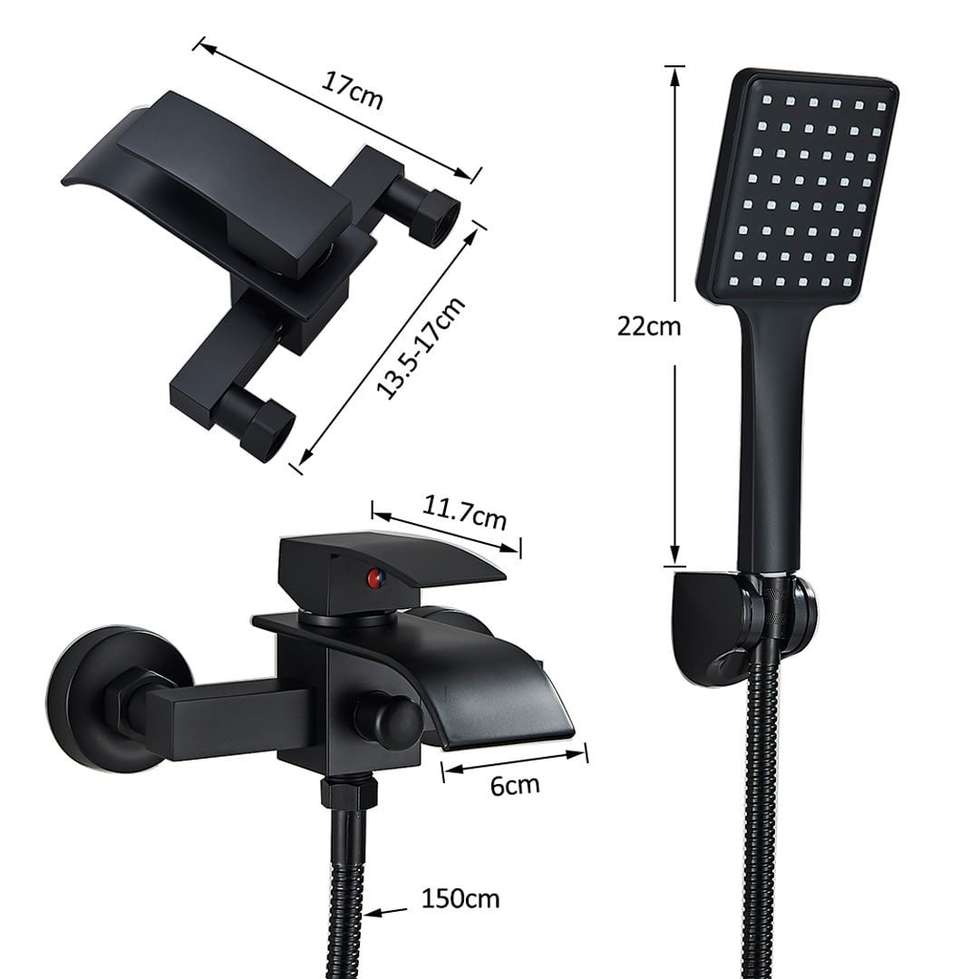 Baterie cada cu robinet tip cascada, negru mat, cod 1603