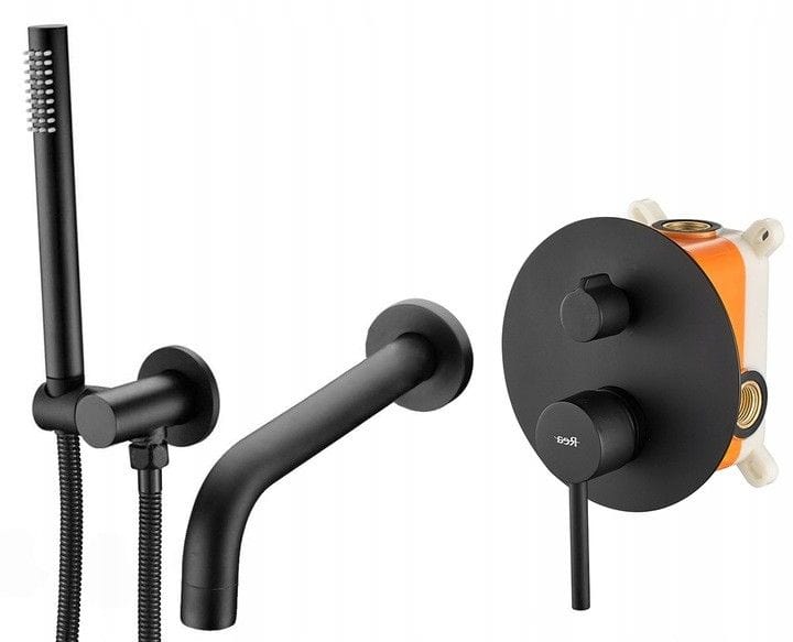 Baterie cadă încastrată Rea Lungo negru mat + cartuș