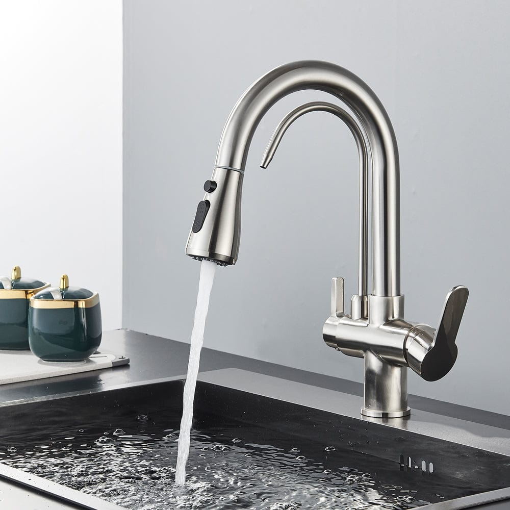 Baterie cu 3 cai pentru filtru de purificare si dus extractibil, argintiu nichelat, cod 1220