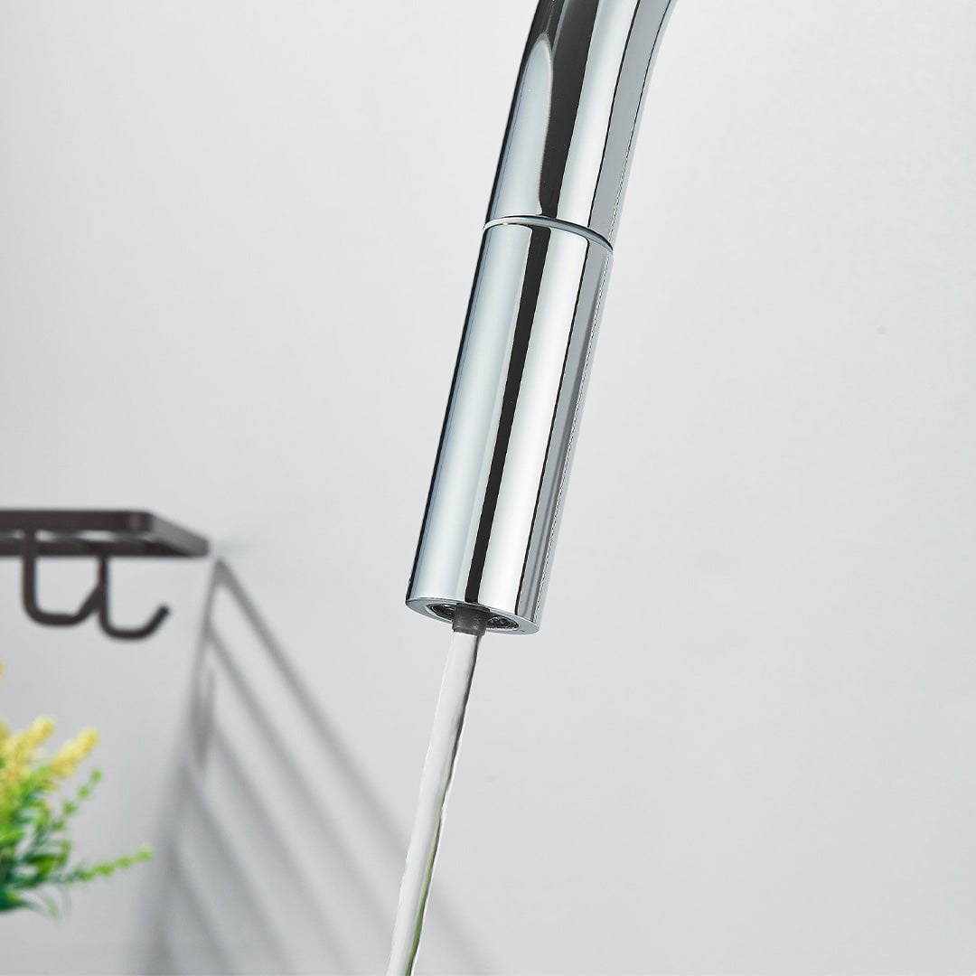 Baterie cu filtru de purificare si dus extractibil, argintiu lucios, cod 1676