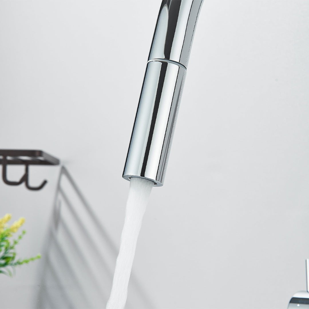 Baterie cu filtru de purificare si dus extractibil, argintiu lucios, cod 1676