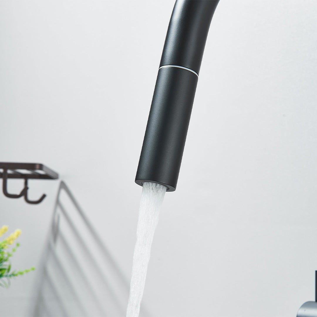 Baterie cu filtru de purificare si dus extractibil, negru mat, cod 1679