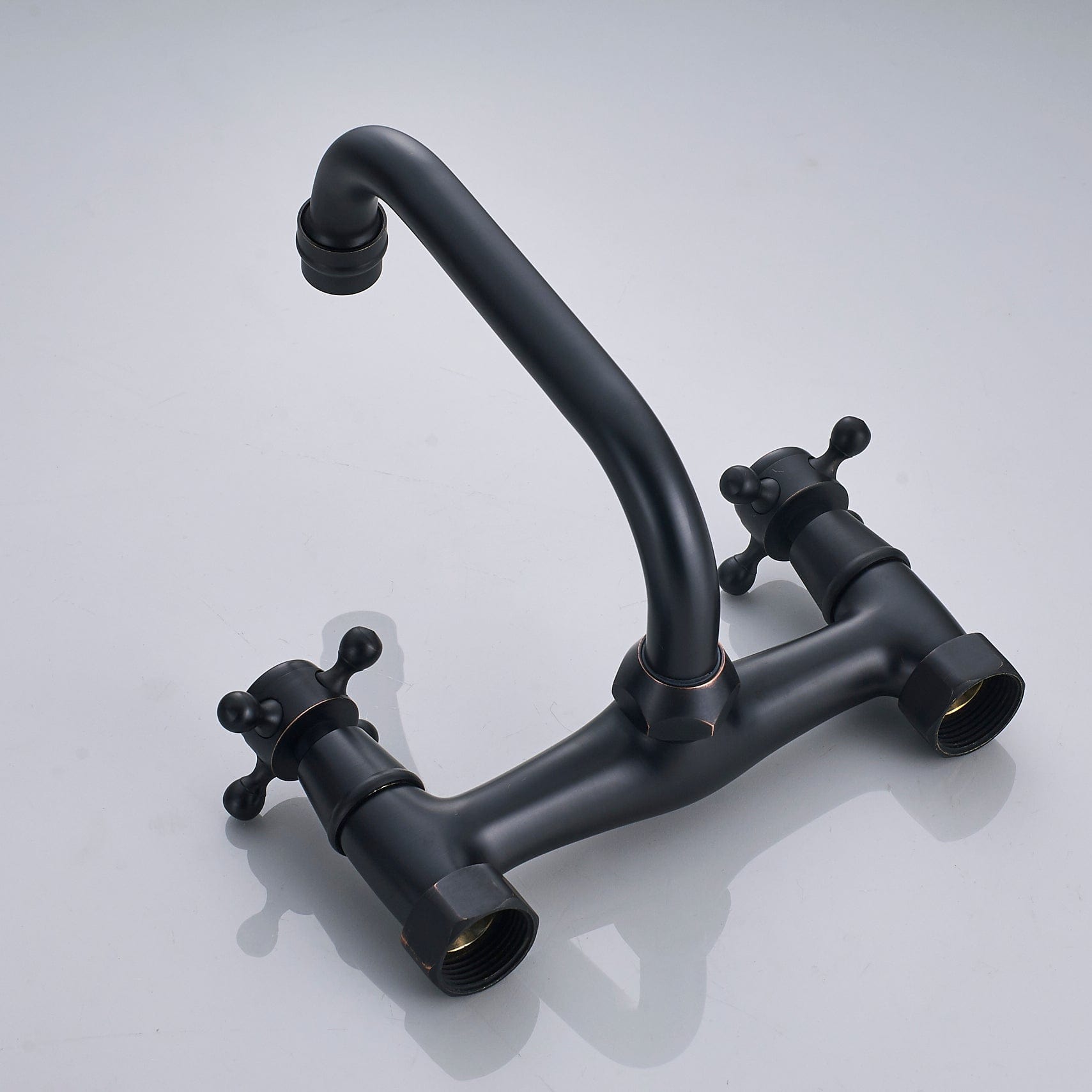 Baterie cu montare pe perete in stil victorian, cu doua manere, negru mat, cod 1294