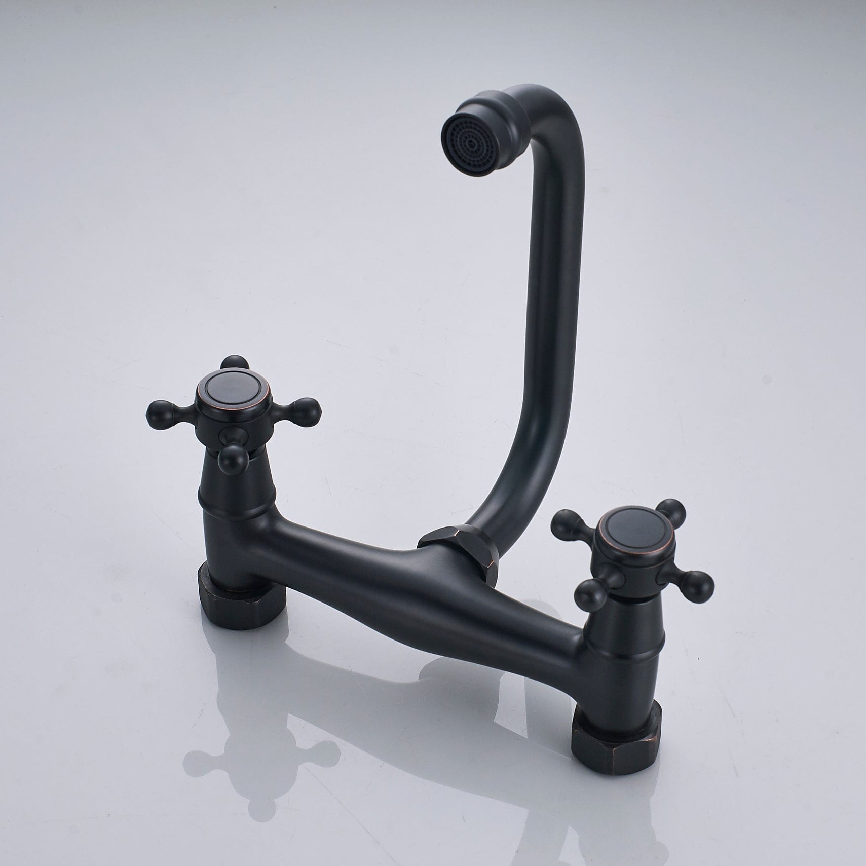 Baterie cu montare pe perete in stil victorian, cu doua manere, negru mat, cod 1294