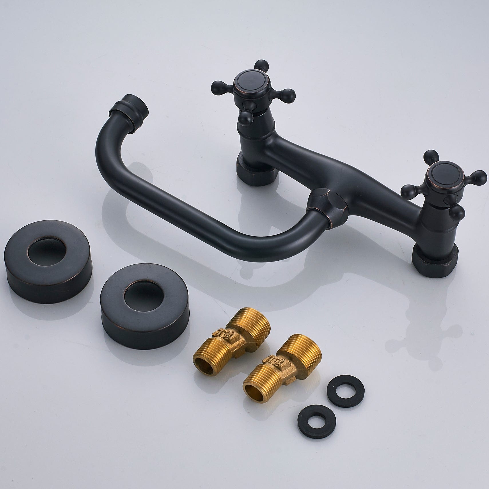 Baterie cu montare pe perete in stil victorian, cu doua manere, negru mat, cod 1294