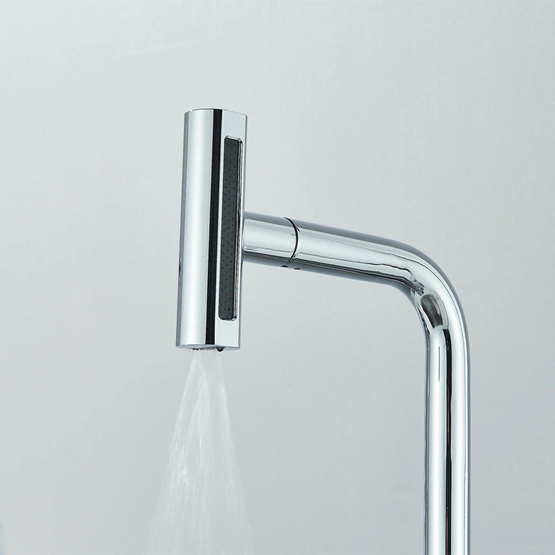 Baterie de bucătărie/baie cu duș extractibil, argintiu lucios, cod 1672