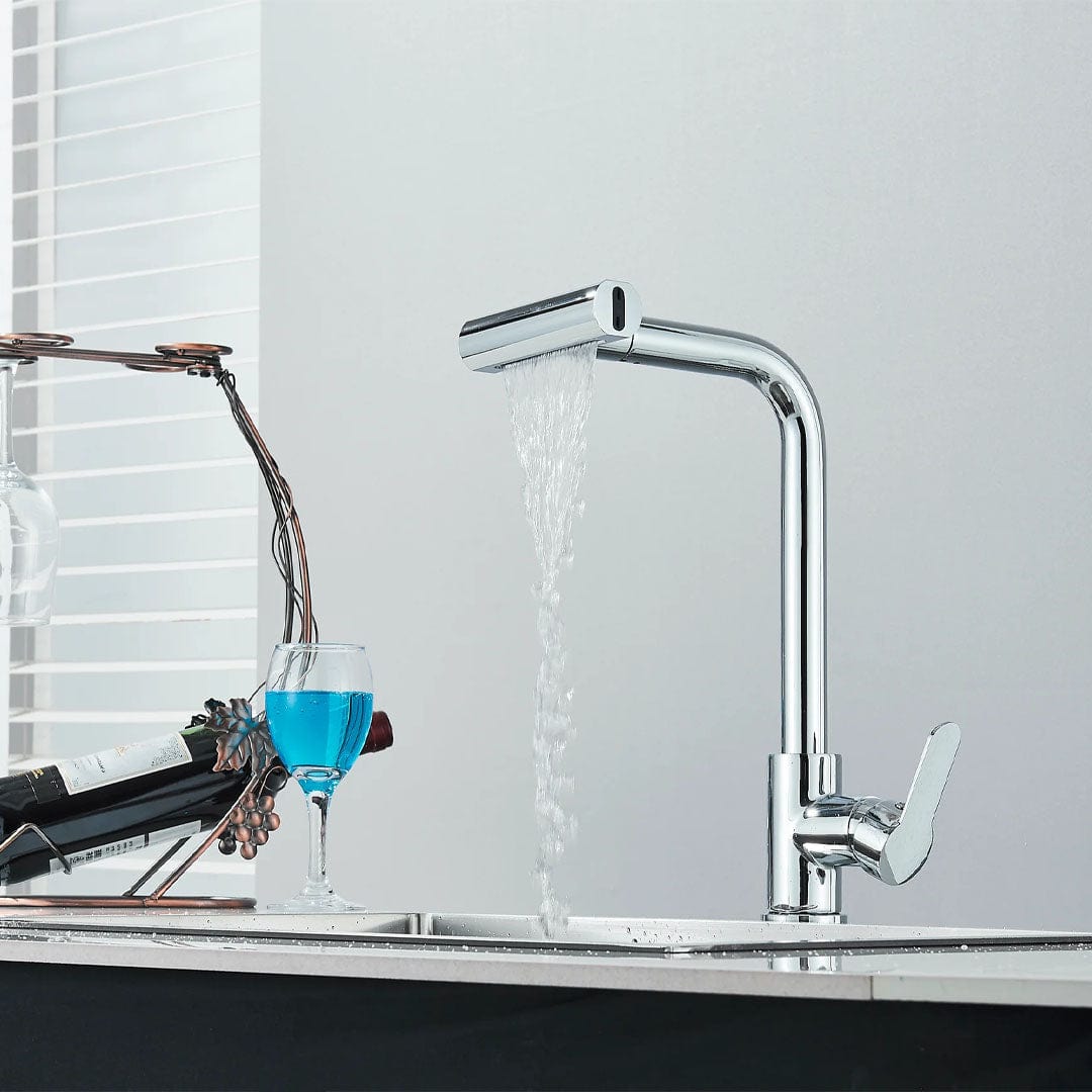 Baterie de bucătărie/baie cu duș extractibil, argintiu lucios, cod 1672