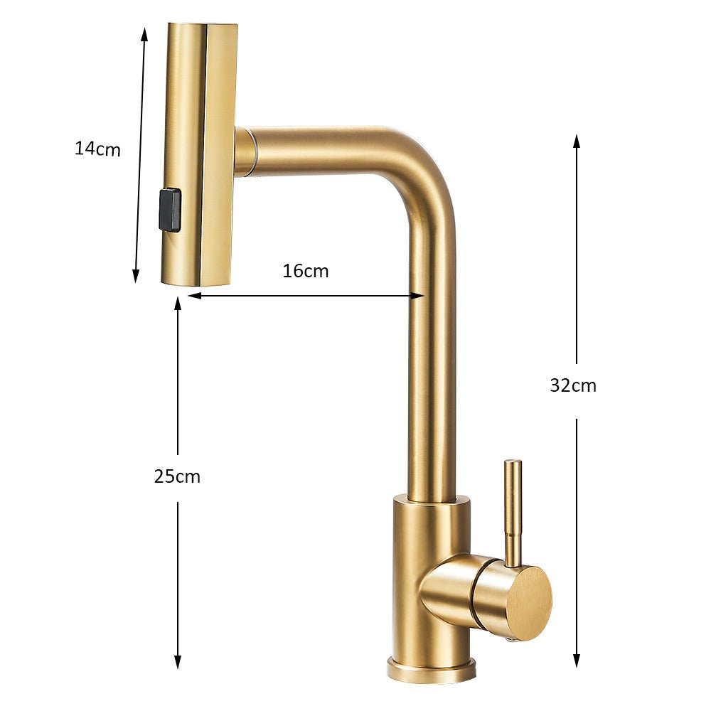 Baterie de bucătărie/baie cu duș extractibil, auriu mat, cod 1673