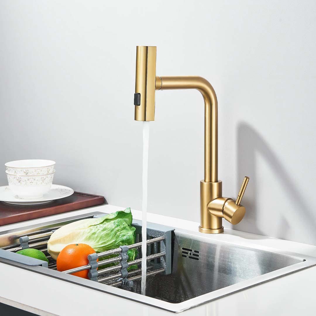 Baterie de bucătărie/baie cu duș extractibil, auriu mat, cod 1673