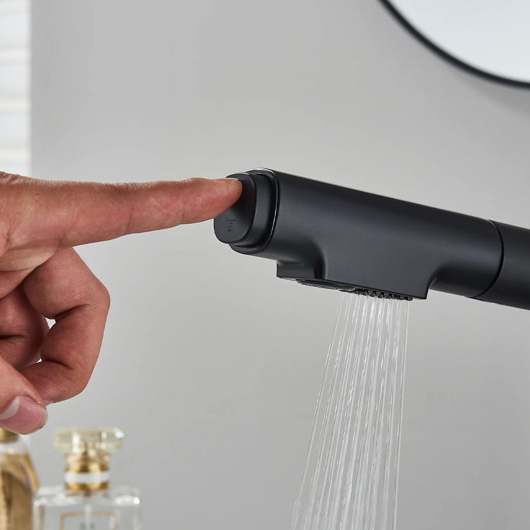 Baterie de bucătărie/baie cu duș extractibil, negru mat, cod 1671