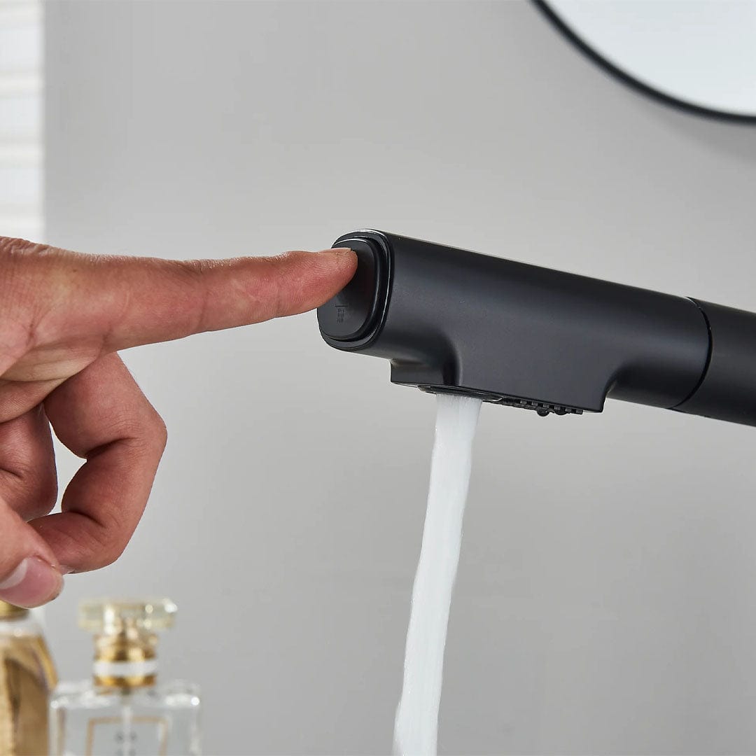 Baterie de bucătărie/baie cu duș extractibil, negru mat, cod 1671