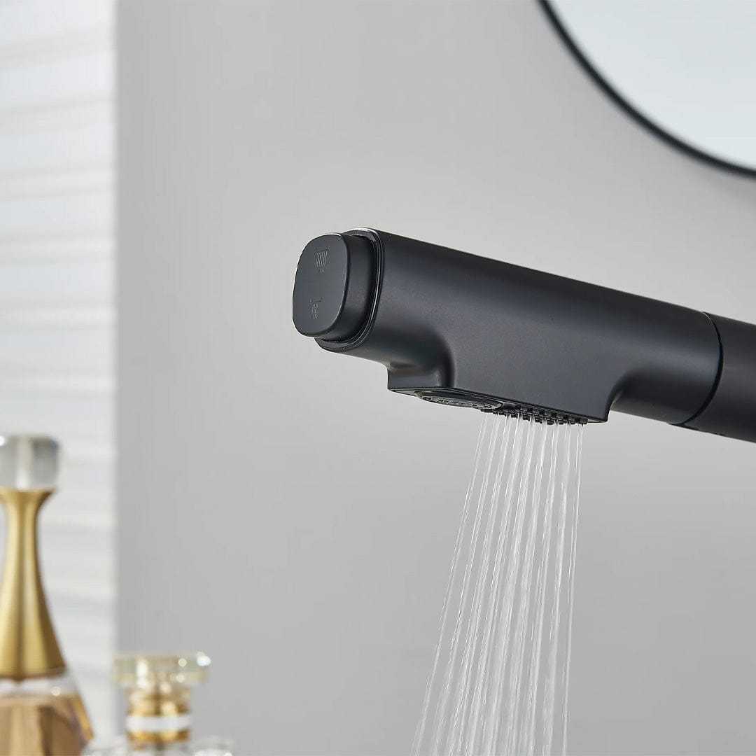 Baterie de bucătărie/baie cu duș extractibil, negru mat, cod 1671