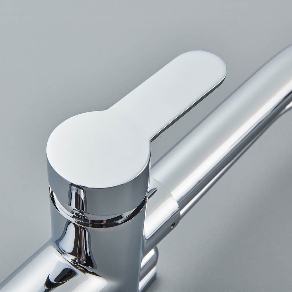 Baterie de bucatarie cu 3 căi, argintiu lucios, cu 2 funcții de curgere și duș extractibil, cod 1461