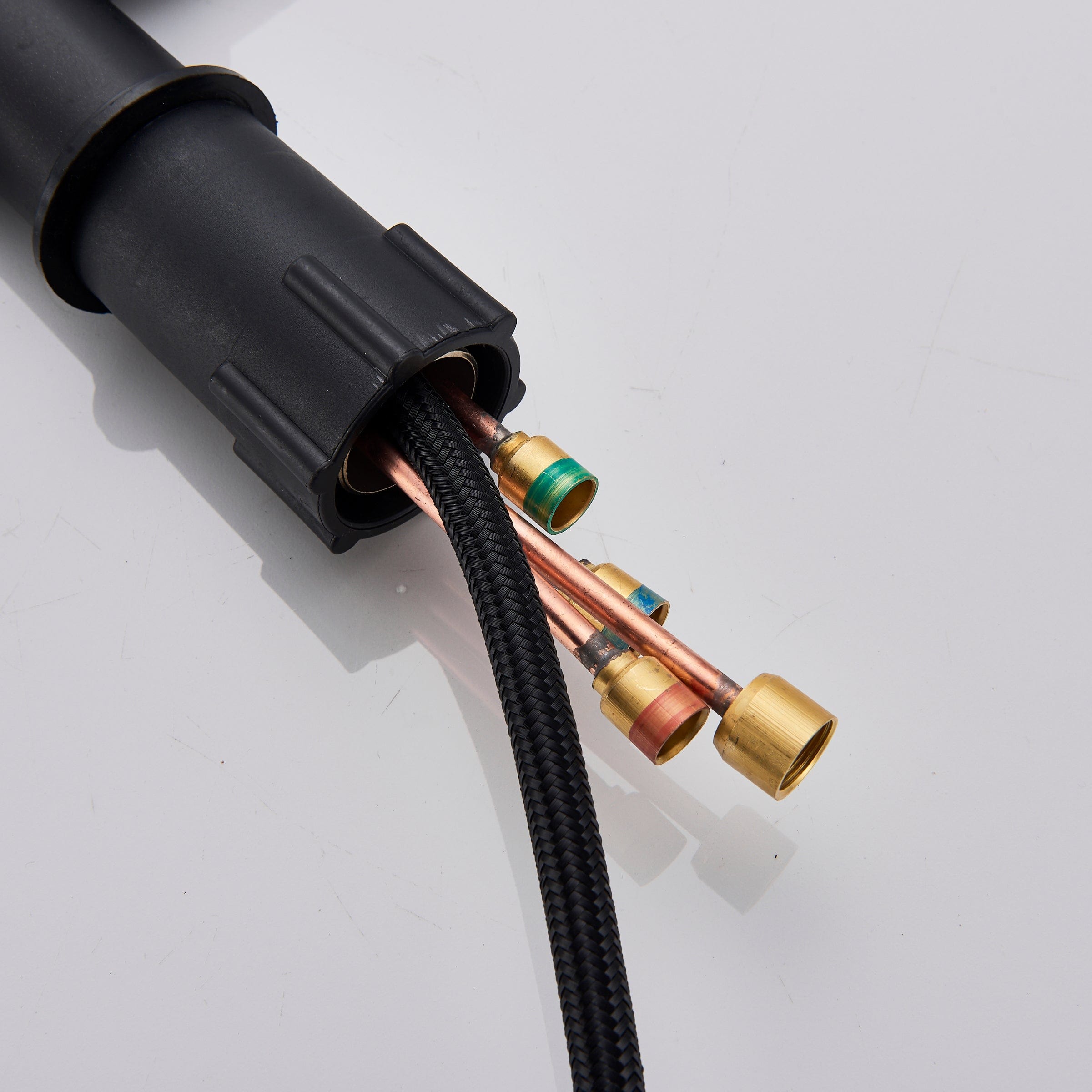 Baterie de bucatarie cu 3 căi, negru mat, cu 2 funcții de curgere și duș extractibil, cod 1381