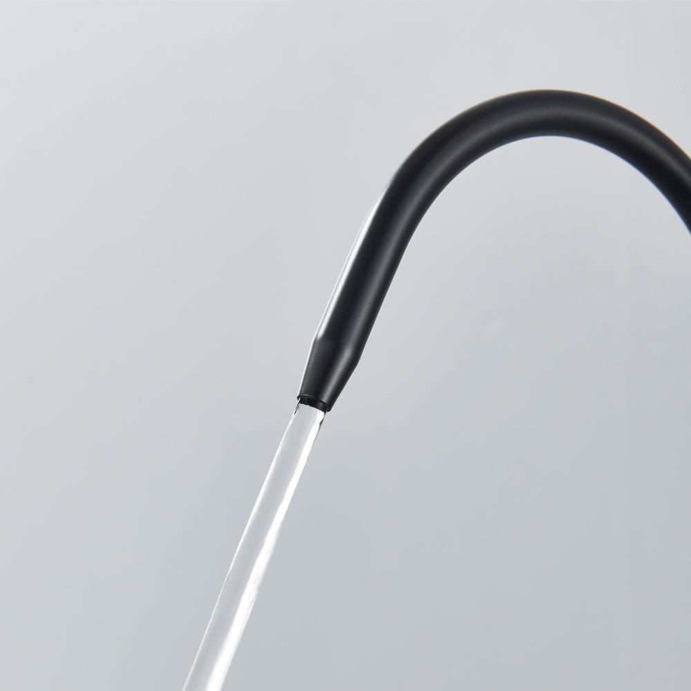 Baterie de bucatarie cu 3 căi, negru mat, cu 2 funcții de curgere și duș extractibil, cod 1381