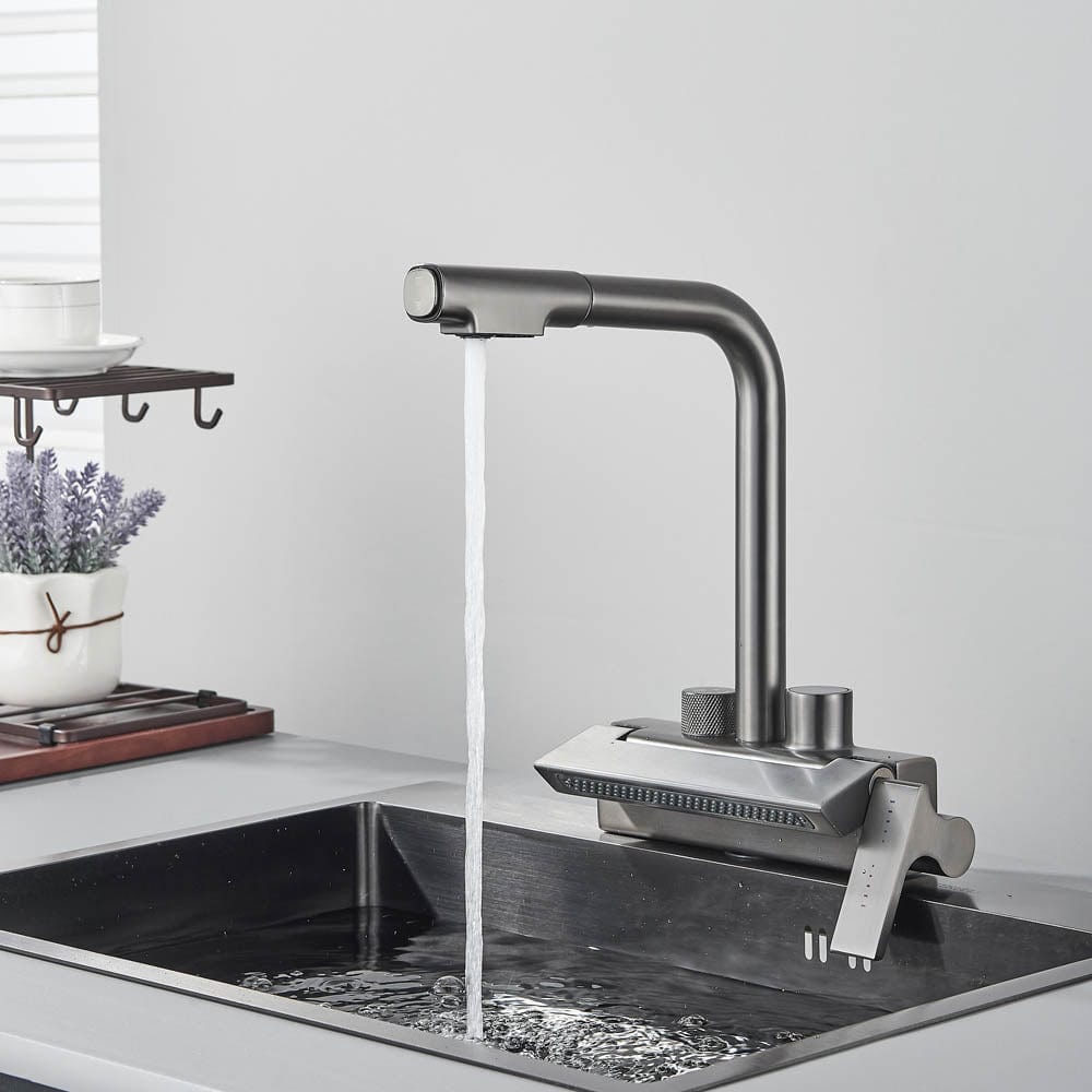 Baterie de bucatarie cu afisaj de temperatura, gri, cod 1458