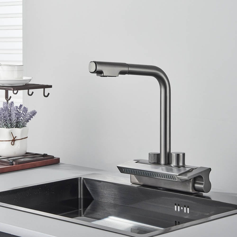 Baterie de bucatarie cu afisaj de temperatura, gri, cod 1458