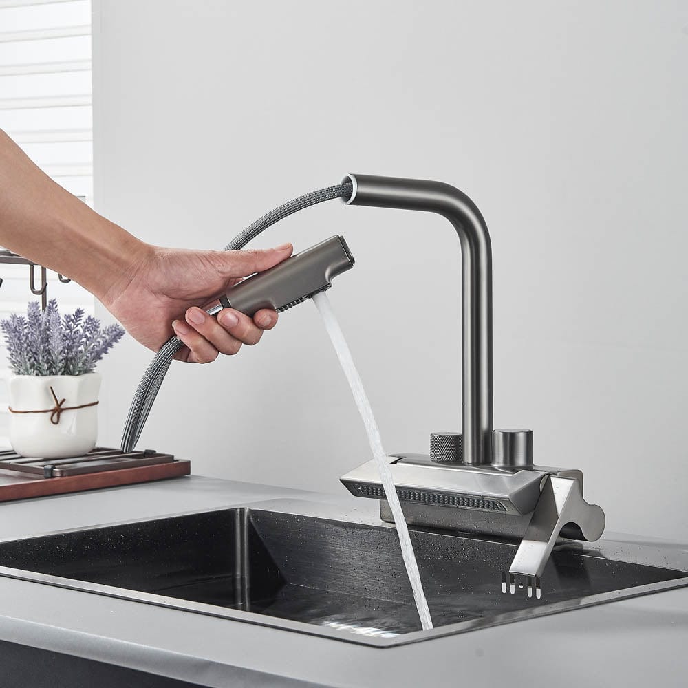 Baterie de bucatarie cu afisaj de temperatura, gri, cod 1458