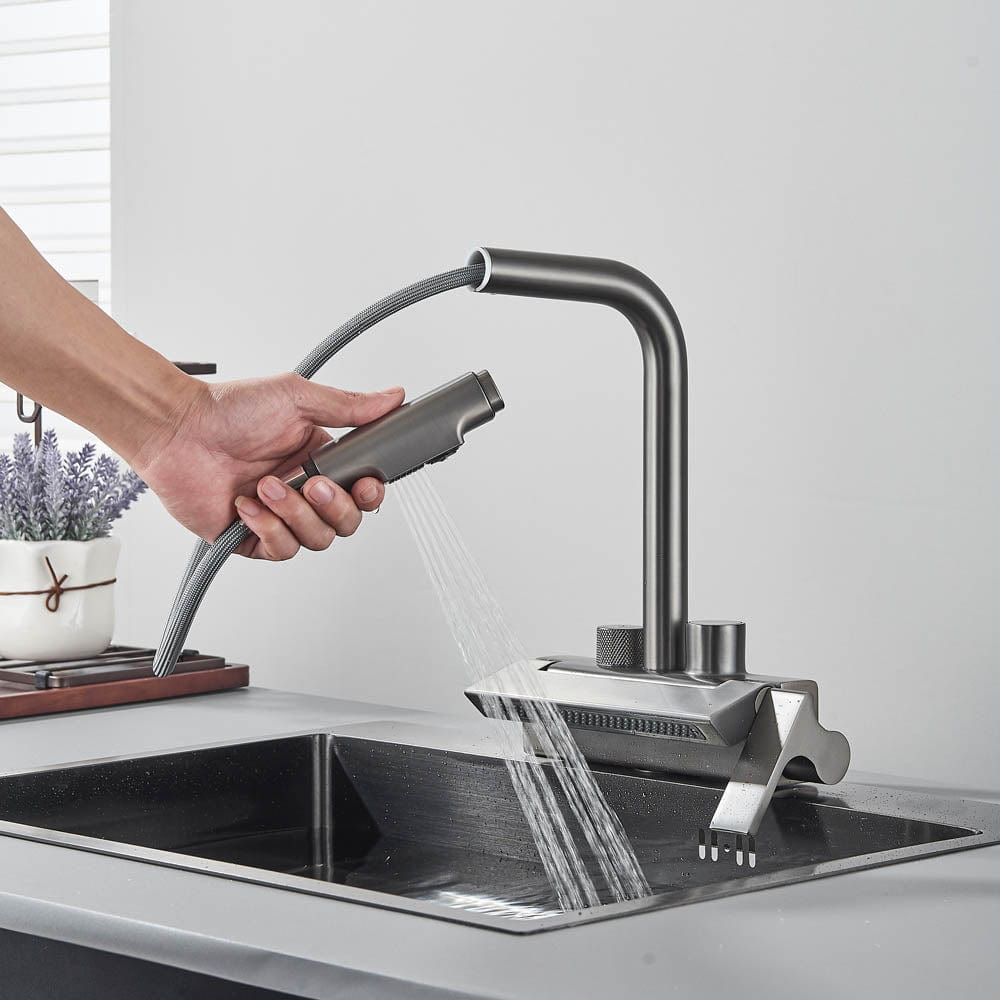 Baterie de bucatarie cu afisaj de temperatura, gri, cod 1458