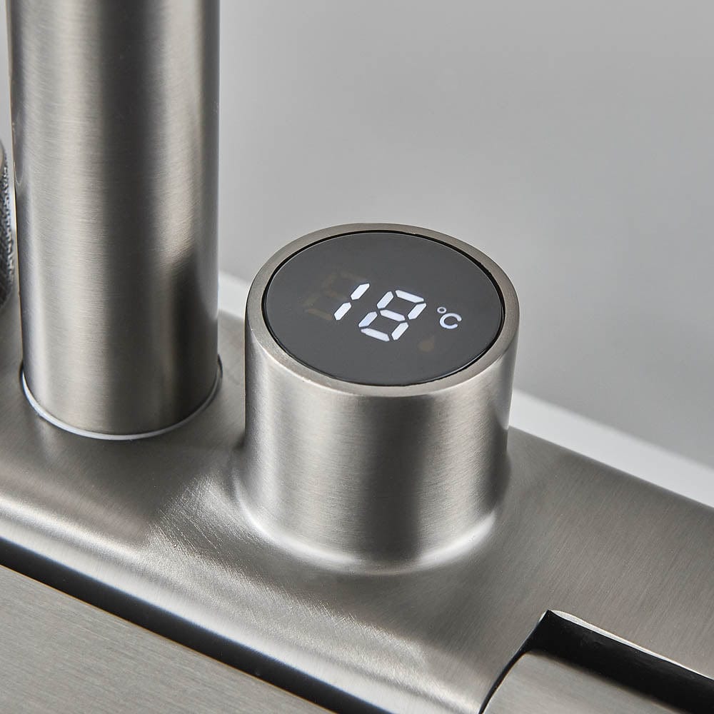 Baterie de bucatarie cu afisaj de temperatura, gri, cod 1458