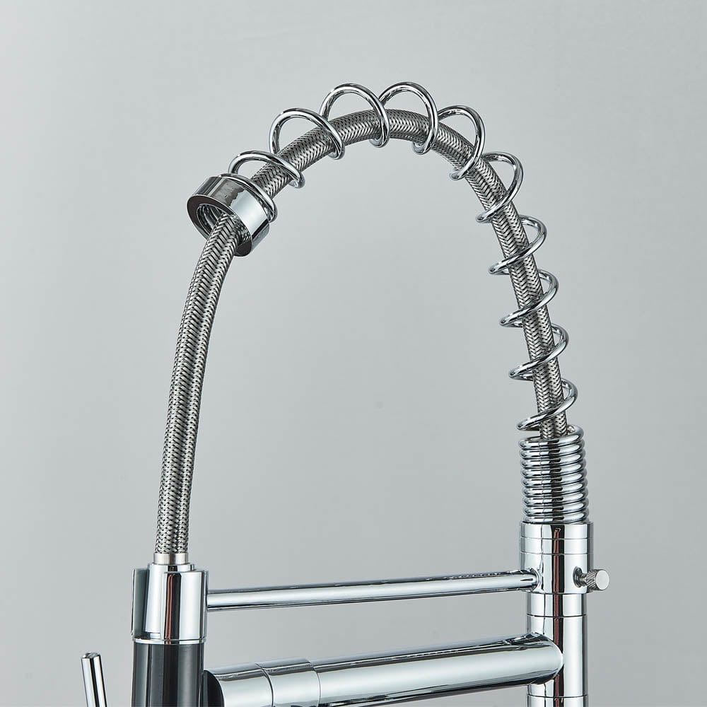 Baterie de bucatarie cu dus detasabil, argintiu, cod 1472