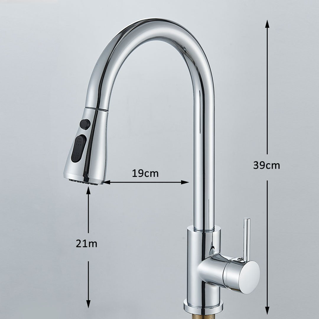 Baterie de bucatarie cu dus extractibil, argintiu, cod 1466