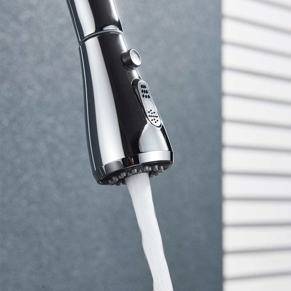 Baterie de bucatarie cu dus extractibil, argintiu, cod 1466