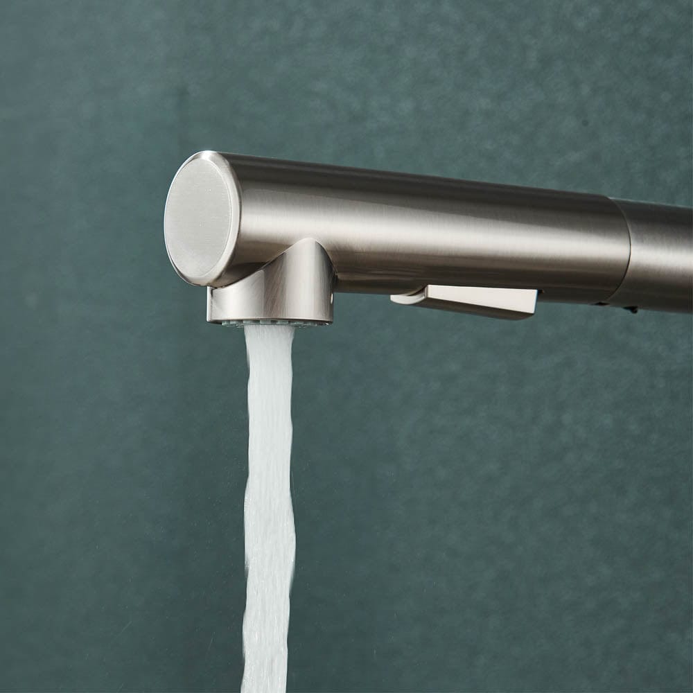 Baterie de bucatarie, cu dus extractibil, argintiu, cod 1470