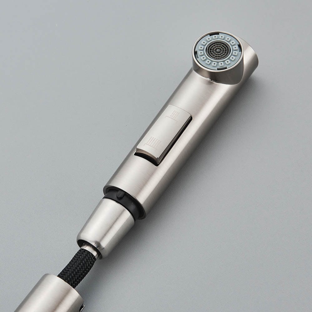 Baterie de bucatarie, cu dus extractibil, argintiu, cod 1470