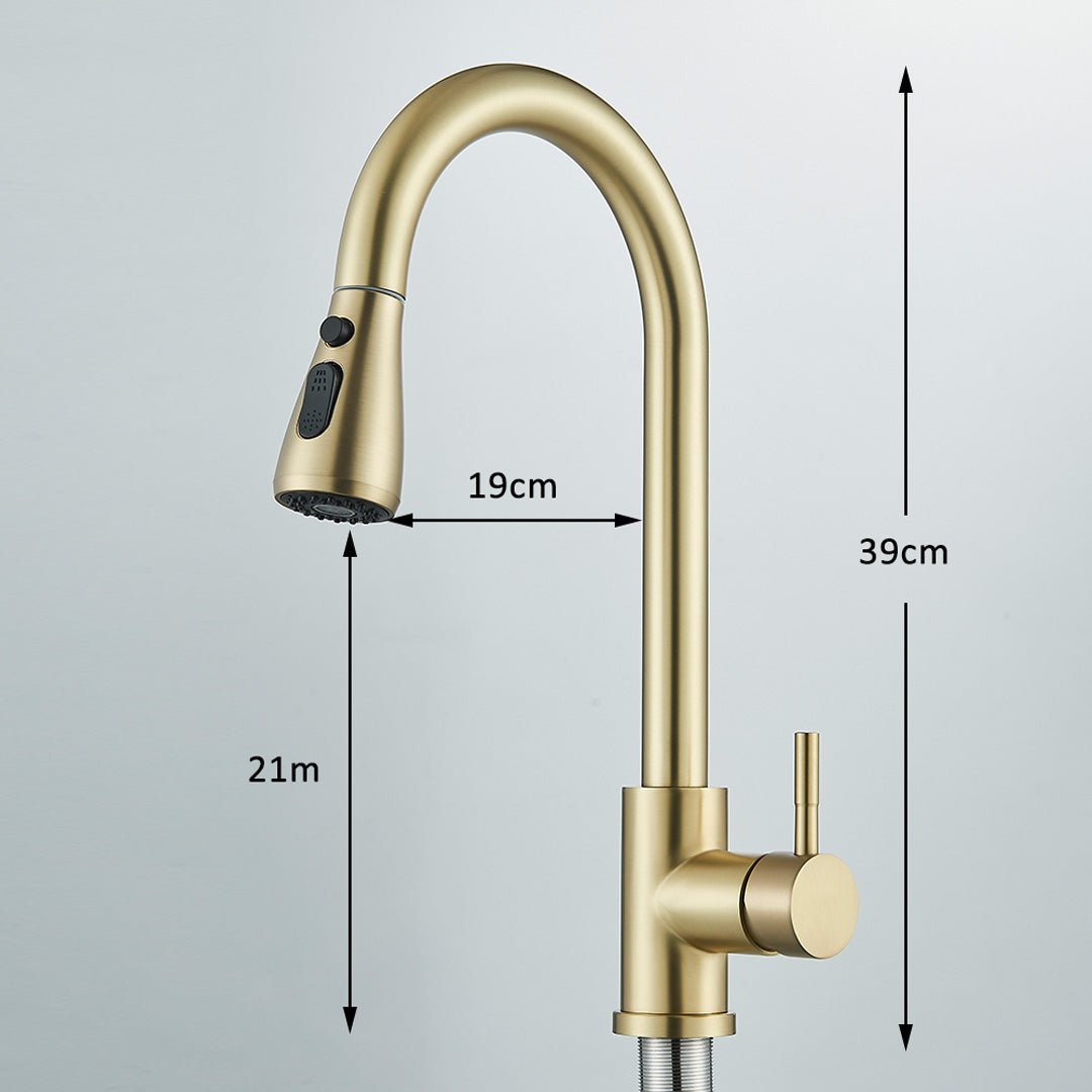 Baterie de bucatarie cu dus extractibil, auriu periat, cod 1468