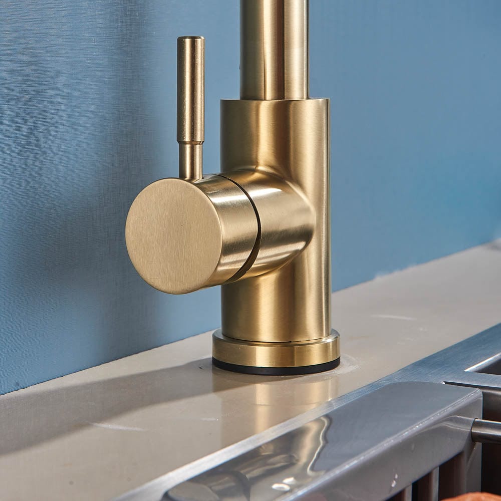 Baterie de bucatarie cu dus extractibil, auriu periat, cod 1468