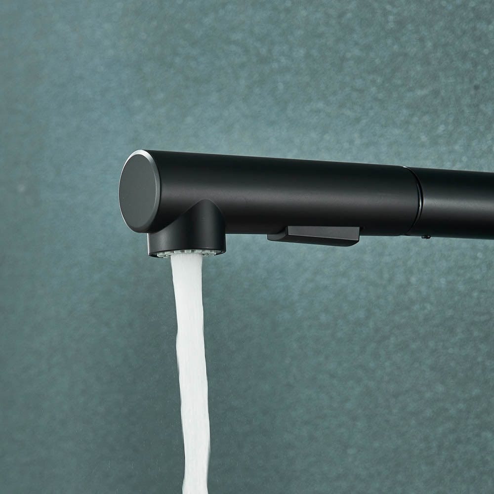 Baterie de bucatarie, cu dus extractibil, negru mat, cod 1469