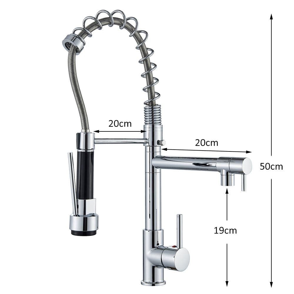 Baterie de bucatarie cu dus flexibil, argintiu, cod 1472