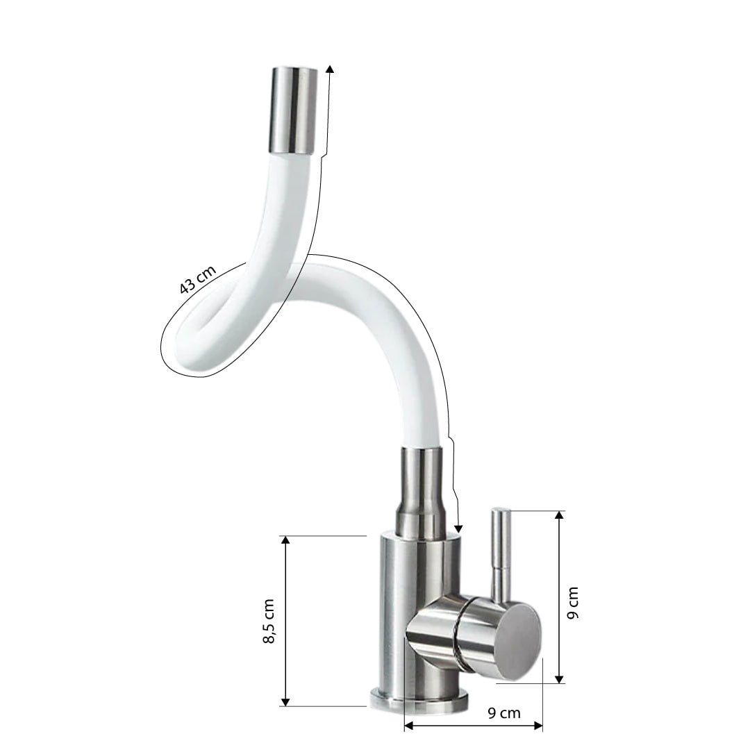 Baterie de bucătărie cu pipă flexibilă, alb cod: 1248