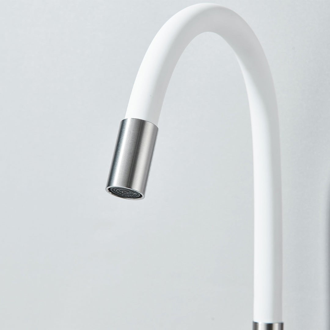 Baterie de bucătărie cu pipă flexibilă, alb cod: 1248