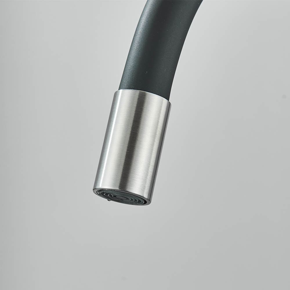 Baterie de bucătărie cu pipă flexibilă, negru