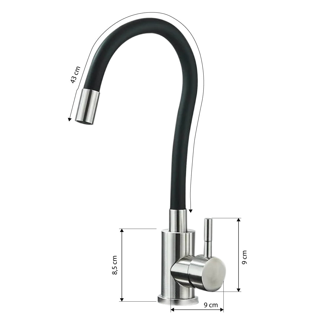 Baterie de bucătărie cu pipă flexibilă, negru, cod 1247