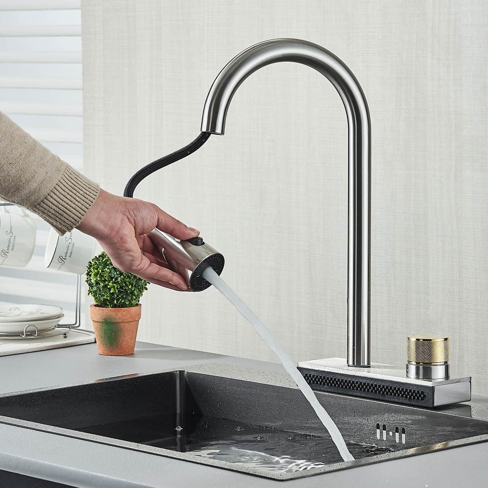 Baterie de bucătărie cu sistem de curgere tip cascadă, cod 1560