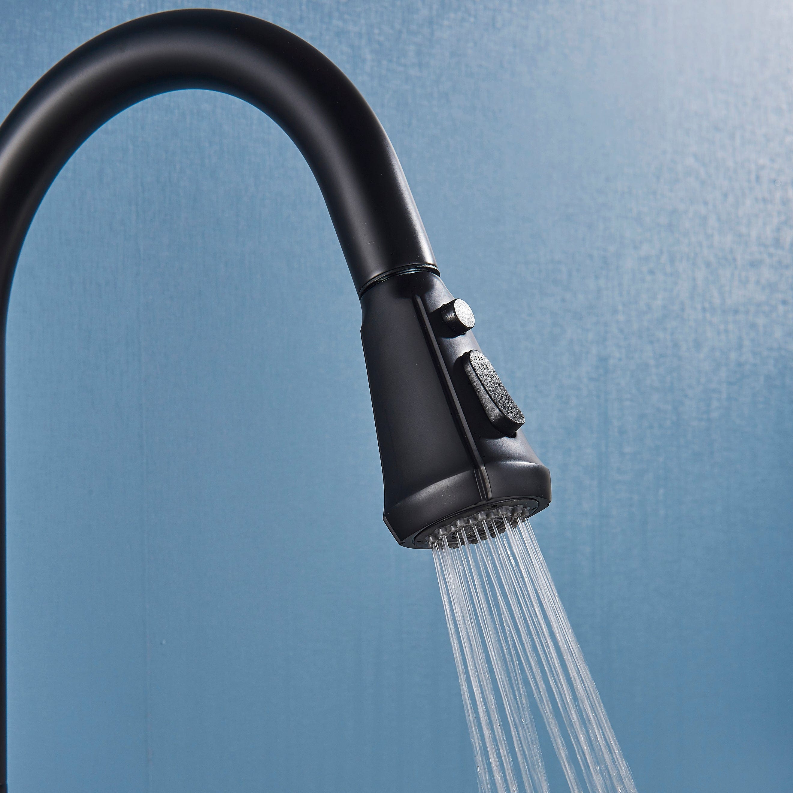 Baterie de bucatarie, negru mat, cu 2 funcții de curgere si dus extractibil, cod 1388