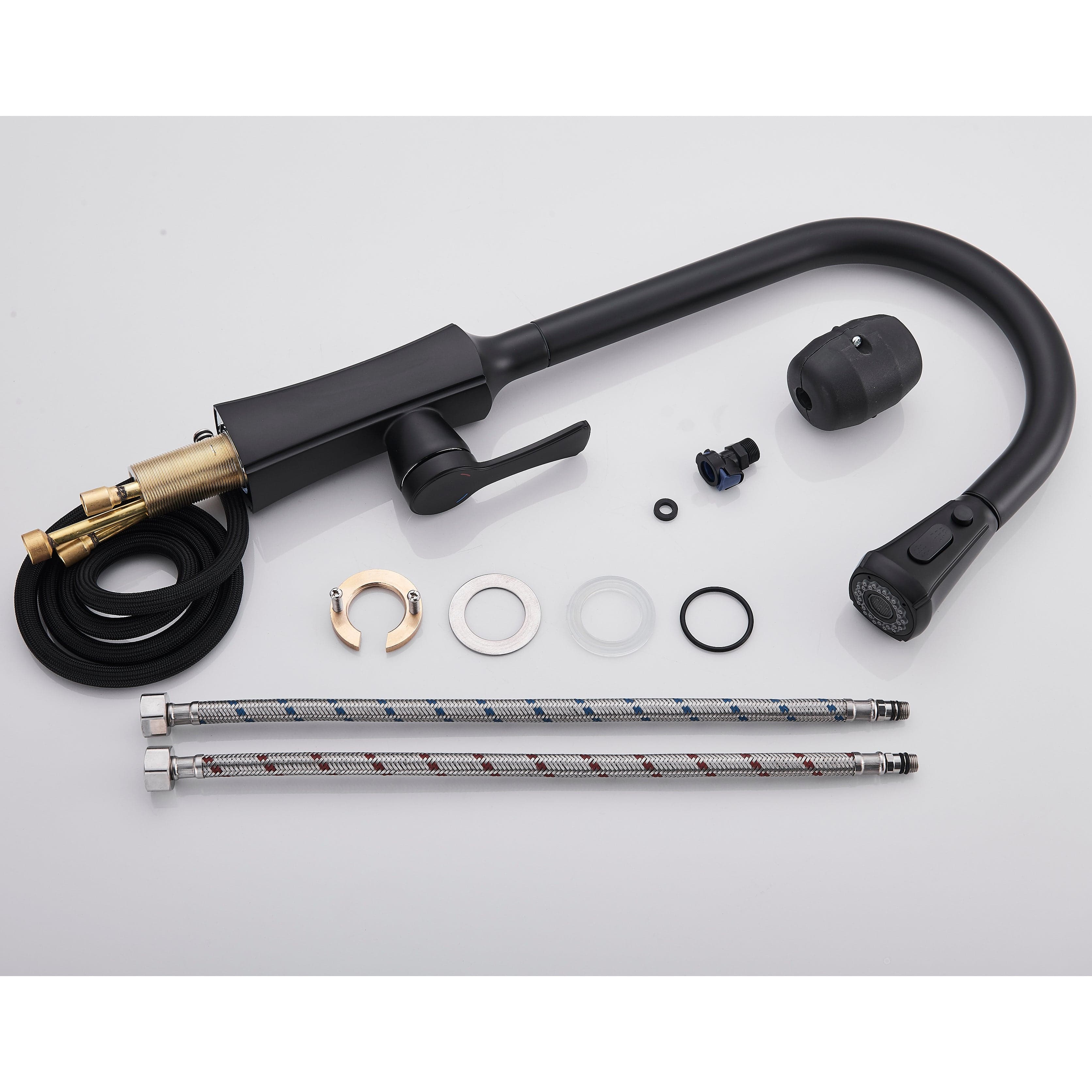 Baterie de bucatarie, negru mat, cu 2 funcții de curgere si dus extractibil, cod 1388