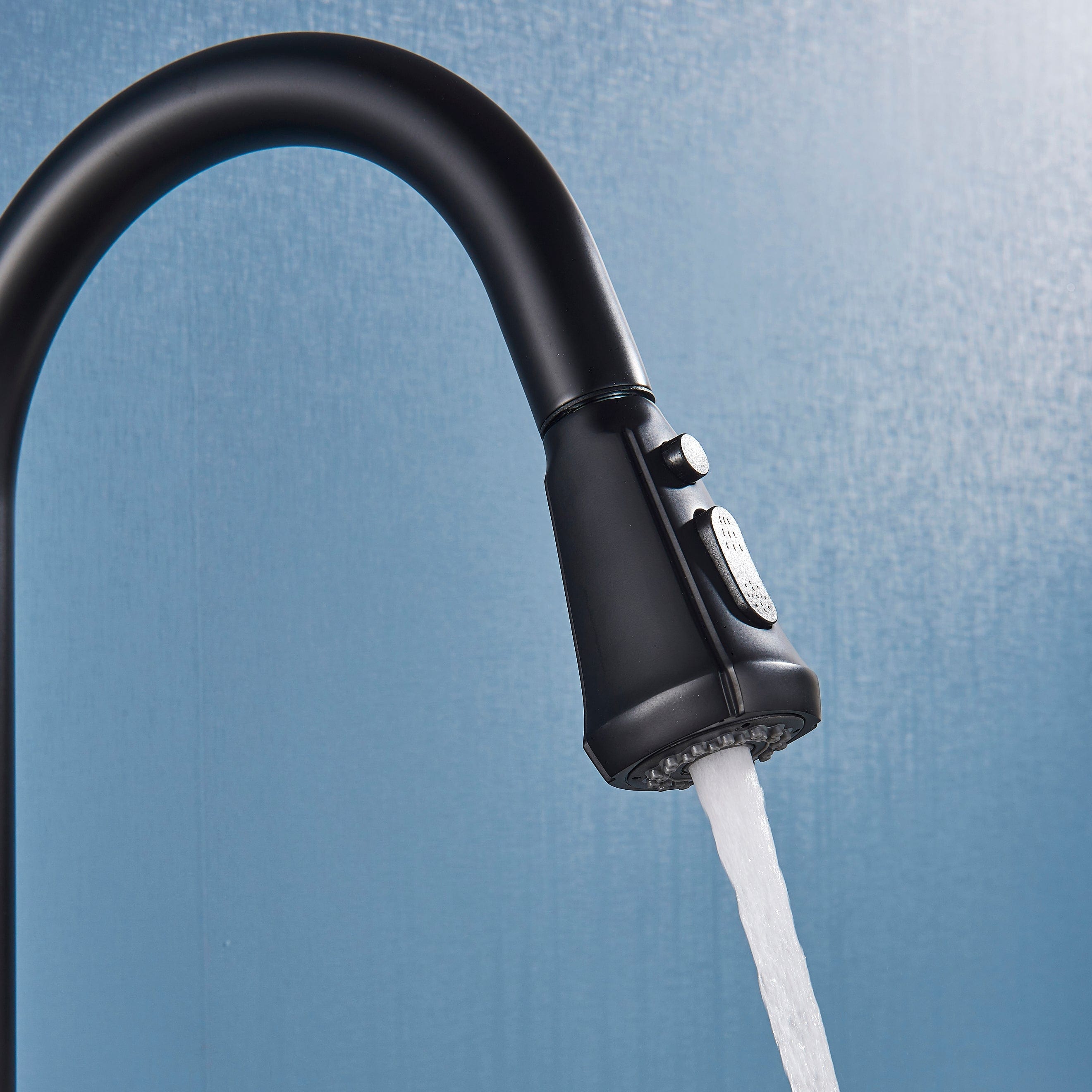 Baterie de bucatarie, negru mat, cu 2 funcții de curgere si dus extractibil, cod 1388