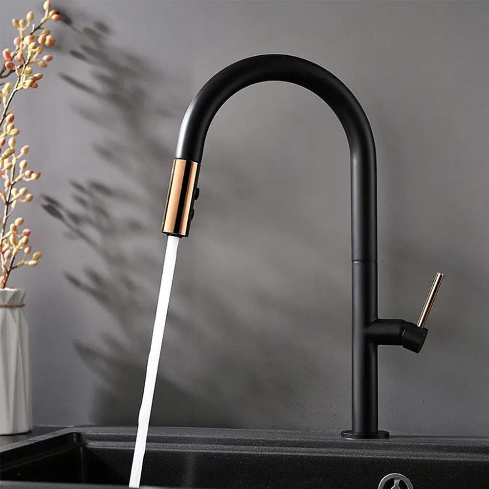 Baterie de bucatarie Rea Apollo, negru/auriu