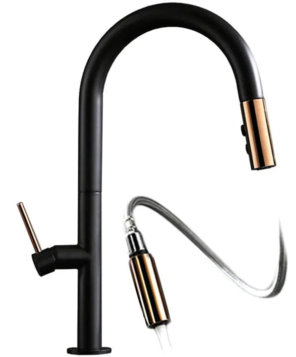 Baterie de bucatarie Rea Apollo, negru/auriu