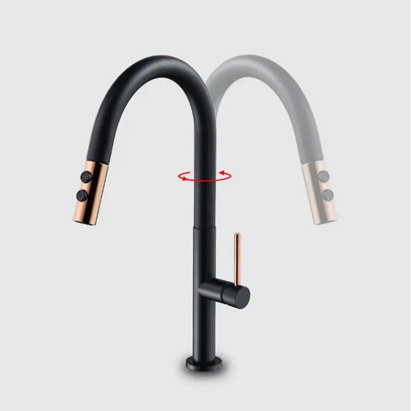 Baterie de bucatarie Rea Apollo, negru/auriu