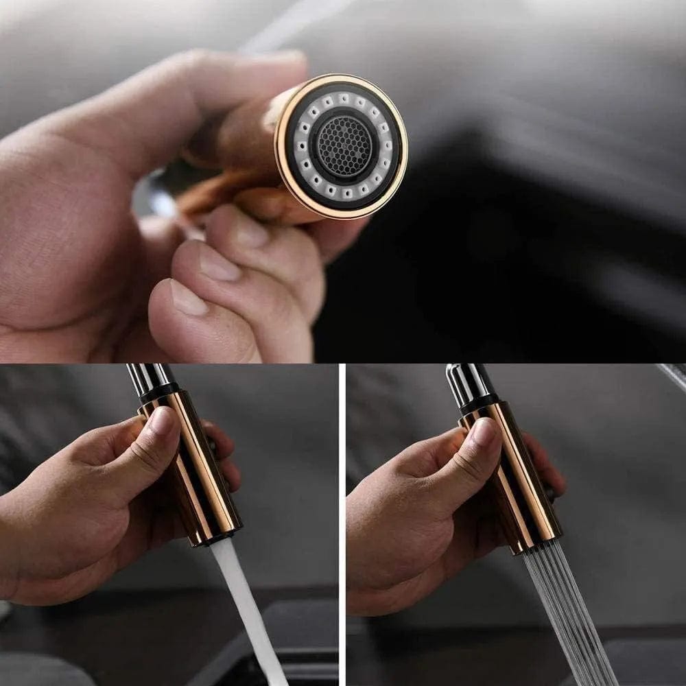 Baterie de bucatarie Rea Apollo, negru/auriu