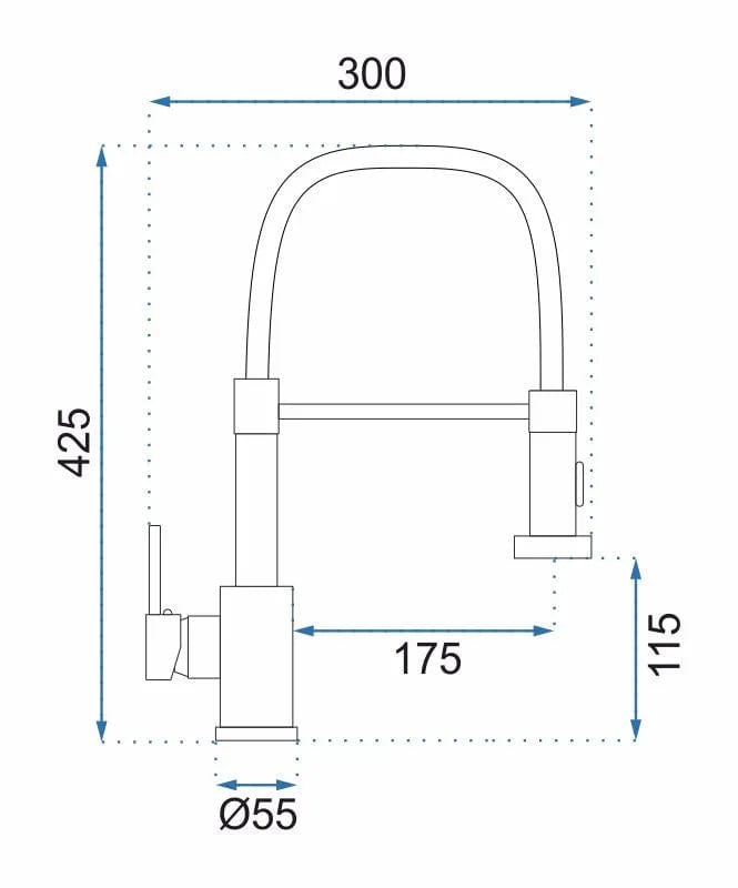 Baterie de bucatarie Rea Colin, cu dus extractibil, auriu periat