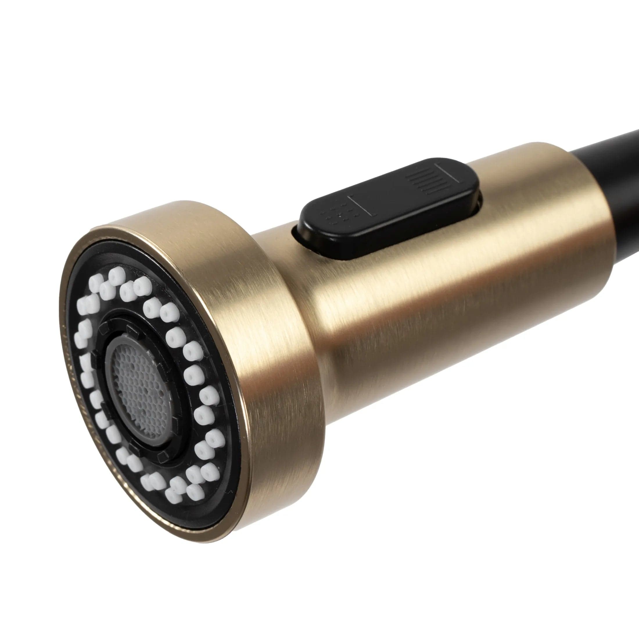 Baterie de bucatarie Rea Colin, cu dus extractibil, auriu periat