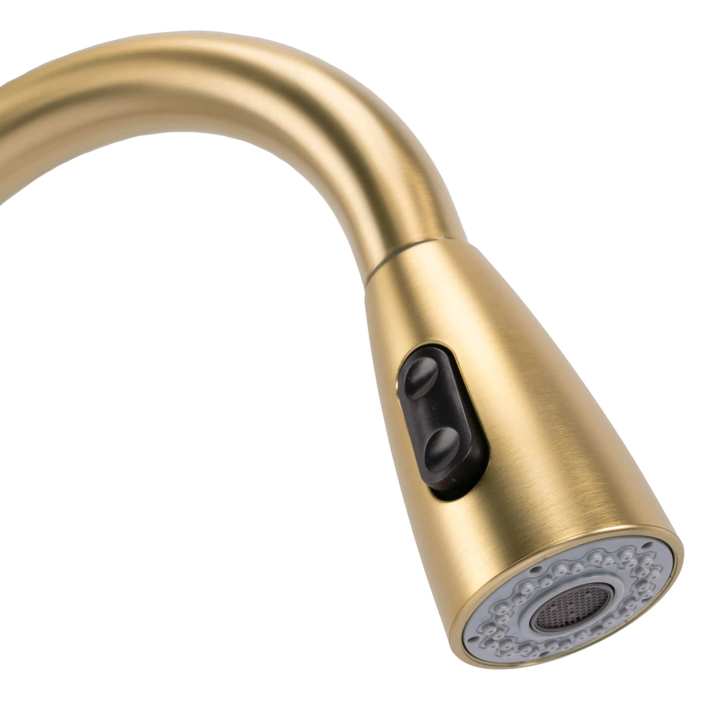 Baterie de bucatarie Rea Cross cu dus extractibil, auriu periat